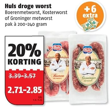 Aanbiedingen Huls droge worst - Huls - Geldig van 05/10/2015 tot 11/10/2015 bij Poiesz