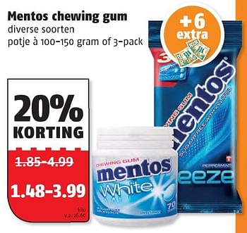 Aanbiedingen Mentos chewing gum - Mentos - Geldig van 05/10/2015 tot 11/10/2015 bij Poiesz