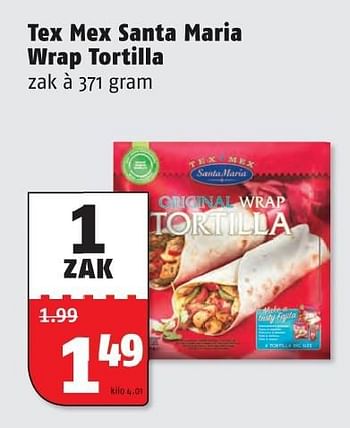 Aanbiedingen Tex mex santa maria wrap tortilla - Santa Maria - Geldig van 05/10/2015 tot 11/10/2015 bij Poiesz