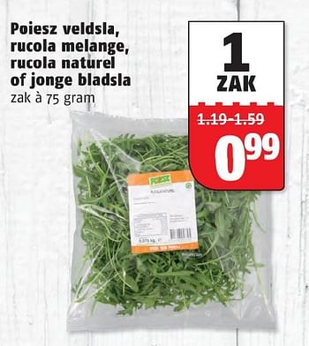 Aanbiedingen Poiesz veldsla,rucola melange,rucola naturel of jonge bladsla - Huismerk Poiesz - Geldig van 05/10/2015 tot 11/10/2015 bij Poiesz