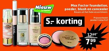 Aanbiedingen Max factor foundation, poeder, blush en concealer - Max Factor - Geldig van 06/10/2015 tot 11/10/2015 bij Trekpleister