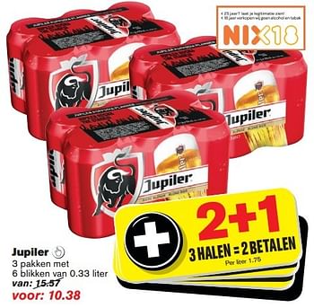 Aanbiedingen Jupiler 3 pakken met 6 blikke - Jupiler - Geldig van 07/10/2015 tot 13/10/2015 bij Hoogvliet