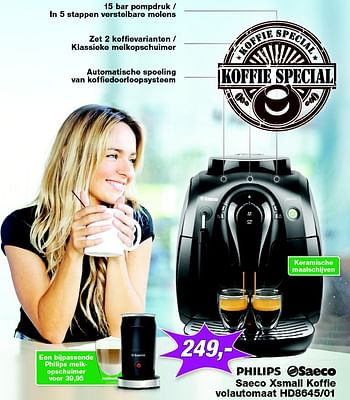 Aanbiedingen Philips saeco xsmall koffie volautomaat hd8645-01 - Philips - Geldig van 05/10/2015 tot 18/10/2015 bij ElectronicPartner
