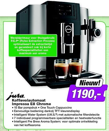 Aanbiedingen Jura koffievolautomaat impressa e8 chrome - Jura - Geldig van 05/10/2015 tot 18/10/2015 bij ElectronicPartner