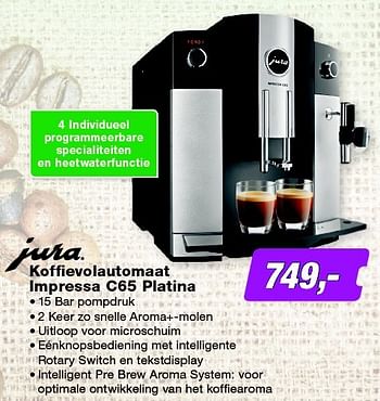 Aanbiedingen Jura koffievolautomaat impressa c65 platina - Jura - Geldig van 05/10/2015 tot 18/10/2015 bij ElectronicPartner