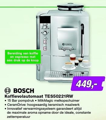 Aanbiedingen Bosch koffievolautomaat tes50221rw - Bosch - Geldig van 05/10/2015 tot 18/10/2015 bij ElectronicPartner