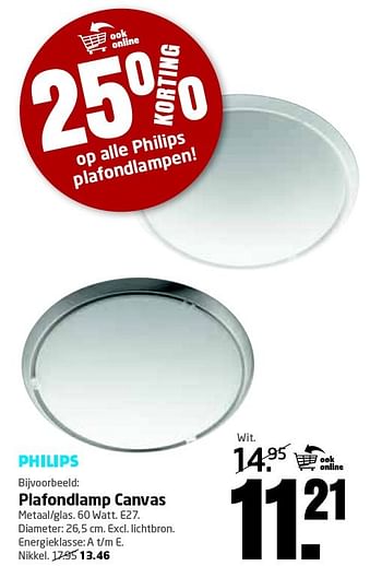 Aanbiedingen Philips plafondlamp canvas - Philips - Geldig van 05/10/2015 tot 18/10/2015 bij Formido