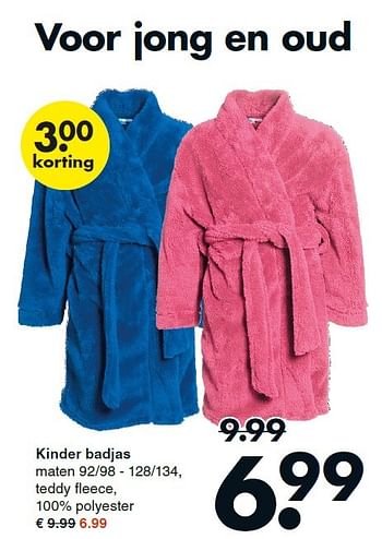 Aanbiedingen Kinder badjas - Huismerk - Wibra - Geldig van 05/10/2015 tot 17/10/2015 bij Wibra