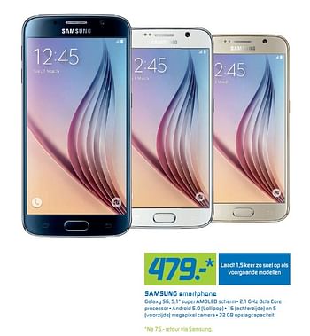 Aanbiedingen Samsung smartphone galaxy s6 - Samsung - Geldig van 05/10/2015 tot 18/10/2015 bij BCC