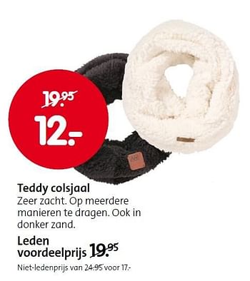 Aanbiedingen Teddy colsjaal zeer zacht - Huismerk - ANWB - Geldig van 05/10/2015 tot 18/10/2015 bij ANWB