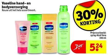 Aanbiedingen Vaseline hand en bodyverzorging spray aloë vera - Vaseline  - Geldig van 06/10/2015 tot 18/10/2015 bij Kruidvat