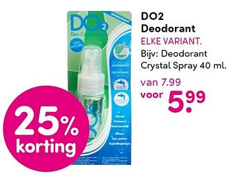 Aanbiedingen Do2 deodorant deodorant crystal spray - Do2 - Geldig van 05/10/2015 tot 20/10/2015 bij da