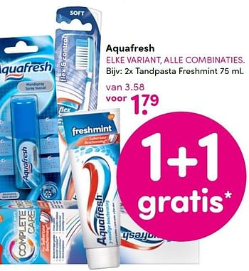 Aanbiedingen 2x tandpasta freshmint - Aquafresh - Geldig van 05/10/2015 tot 20/10/2015 bij da