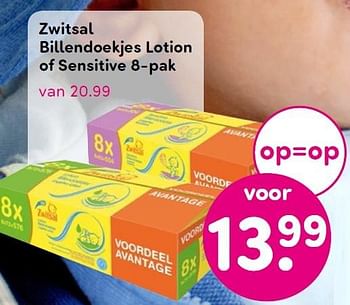 Aanbiedingen Zwitsal billendoekjes lotion of sensitive 8-pak - Zwitsal - Geldig van 05/10/2015 tot 20/10/2015 bij da