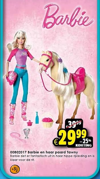 Aanbiedingen Barbie en haar paard tawny - Mattel - Geldig van 10/10/2015 tot 01/11/2015 bij ToyChamp