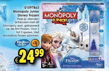 Aanbiedingen Monopoly junior disney frozen - Hasbro - Geldig van 10/10/2015 tot 01/11/2015 bij ToyChamp