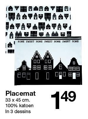 Aanbiedingen Placemat - Huismerk - Zeeman  - Geldig van 10/10/2015 tot 17/10/2015 bij Zeeman