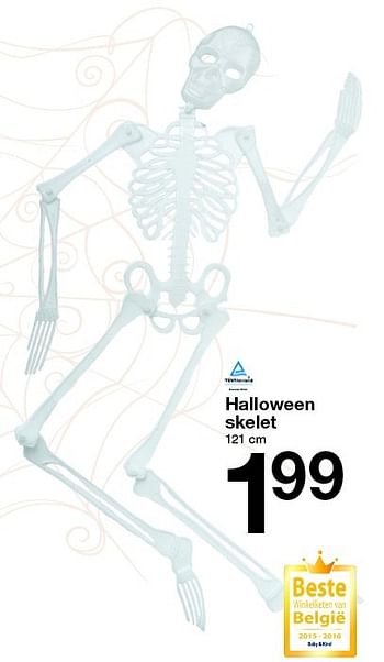 Aanbiedingen Halloween skelet - Huismerk - Zeeman  - Geldig van 10/10/2015 tot 17/10/2015 bij Zeeman