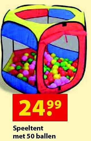 Aanbiedingen Speeltent met 50 ballen - Huismerk - Multi Bazar - Geldig van 12/10/2015 tot 06/12/2015 bij Multi Bazar