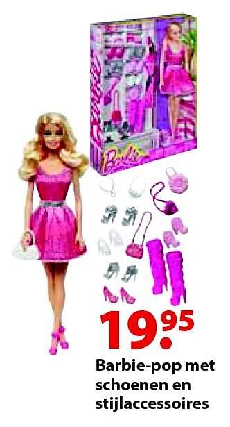 Aanbiedingen Barbie-pop met schoenen en stijlaccessoires - Mattel - Geldig van 12/10/2015 tot 06/12/2015 bij Multi Bazar