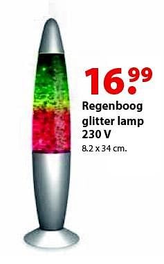 Aanbiedingen Regenboog glitter lamp 230 v - Huismerk - Multi Bazar - Geldig van 12/10/2015 tot 06/12/2015 bij Multi Bazar
