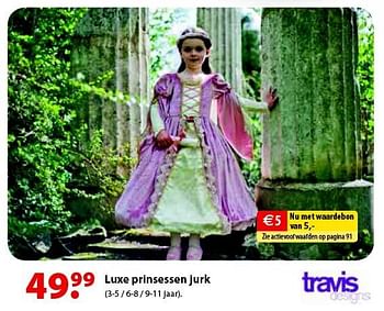 Aanbiedingen Luxe prinsessen jurk - Travis Designs - Geldig van 12/10/2015 tot 06/12/2015 bij Multi Bazar