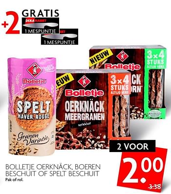 Aanbiedingen Bolletje oerknäck, boeren beschuit of spelt beschuit - Bolletje - Geldig van 11/10/2015 tot 17/10/2015 bij Deka Markt