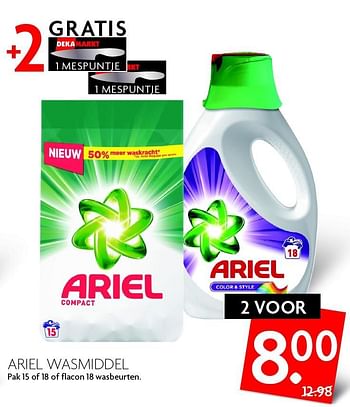 Aanbiedingen Ariel wasmiddel - Ariel - Geldig van 11/10/2015 tot 17/10/2015 bij Deka Markt