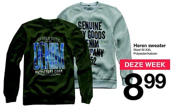 Aanbiedingen Heren sweater - Huismerk - Zeeman  - Geldig van 16/10/2015 tot 24/10/2015 bij Zeeman