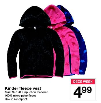 Aanbiedingen Kinder fleece vest - Huismerk - Zeeman  - Geldig van 16/10/2015 tot 24/10/2015 bij Zeeman