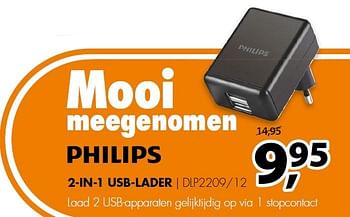Aanbiedingen 2-in-1 usb-lader dlp2209-12 - Philips - Geldig van 11/10/2015 tot 18/10/2015 bij Expert