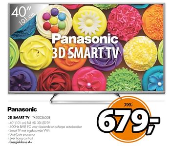 Aanbiedingen Panasonic 3d smart tv tx40cs630e - Panasonic - Geldig van 11/10/2015 tot 18/10/2015 bij Expert