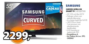 Aanbiedingen Samsung curved ultra hd smart tv ue55ju7500 - Samsung - Geldig van 11/10/2015 tot 18/10/2015 bij Expert