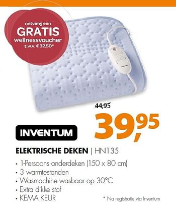 Aanbiedingen Inventum elektrische deken hn135 - Inventum - Geldig van 11/10/2015 tot 18/10/2015 bij Expert