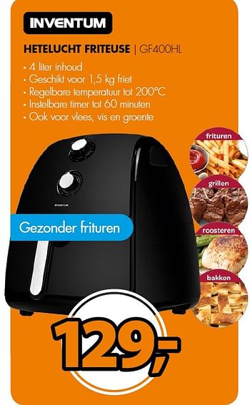 Aanbiedingen Inventum hetelucht friteuse gf400hl - Inventum - Geldig van 11/10/2015 tot 18/10/2015 bij Expert