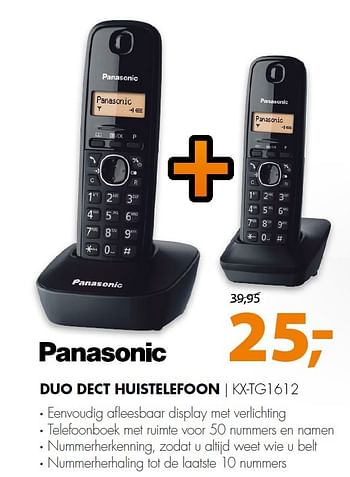 Aanbiedingen Panasonic duo dect huistelefoon kx-tg1612 - Panasonic - Geldig van 11/10/2015 tot 18/10/2015 bij Expert