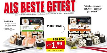 Aanbiedingen Sushi box - Huismerk - Lidl - Geldig van 11/10/2015 tot 18/10/2015 bij Lidl