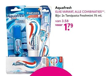 Aanbiedingen Aquafresh 2x tandpasta freshmint - Aquafresh - Geldig van 12/10/2015 tot 20/10/2015 bij da