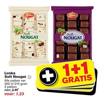 Aanbiedingen Lonka soft nougat - Lonka - Geldig van 14/10/2015 tot 20/10/2015 bij Hoogvliet
