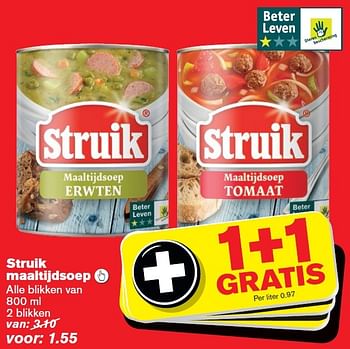 Aanbiedingen Struik maaltijdsoep - Struik - Geldig van 14/10/2015 tot 20/10/2015 bij Hoogvliet