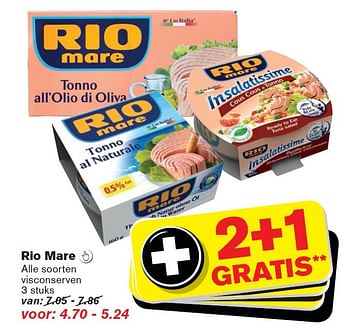 Aanbiedingen Rio mare alle soorten visconserven - Rio Mare - Geldig van 14/10/2015 tot 20/10/2015 bij Hoogvliet