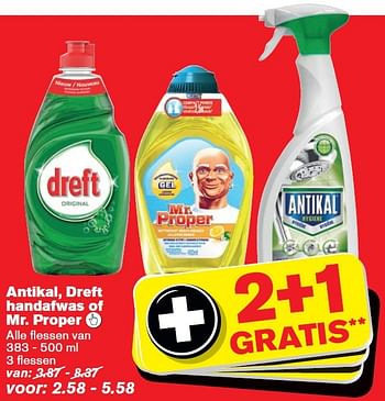 Aanbiedingen Antikal, dreft handafwas of mr. proper  - Dreft - Geldig van 14/10/2015 tot 20/10/2015 bij Hoogvliet