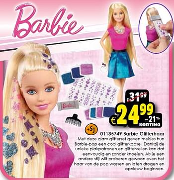 Aanbiedingen Barbie glitterhaar - Mattel - Geldig van 17/10/2015 tot 25/10/2015 bij ToyChamp