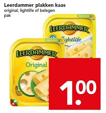 Aanbiedingen Leerdammer plakken kaas original, lightlife of belegen - Leerdammer - Geldig van 18/10/2015 tot 24/10/2015 bij Deen Supermarkten