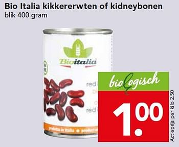 Aanbiedingen Bio italia kikkererwten of kidneybonen - Bioitalia - Geldig van 18/10/2015 tot 24/10/2015 bij Deen Supermarkten