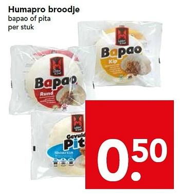 Aanbiedingen Humapro broodje bapao of pita - Humapro - Geldig van 18/10/2015 tot 24/10/2015 bij Deen Supermarkten