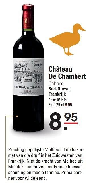 Aanbiedingen Château de chambert cahors - Rode wijnen - Geldig van 08/10/2015 tot 26/10/2015 bij Sligro