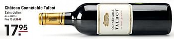Aanbiedingen Château connétable talbot saint-julien - Rode wijnen - Geldig van 08/10/2015 tot 26/10/2015 bij Sligro