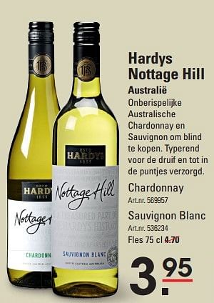 Aanbiedingen Hardys nottage hill australië - Witte wijnen - Geldig van 08/10/2015 tot 26/10/2015 bij Sligro