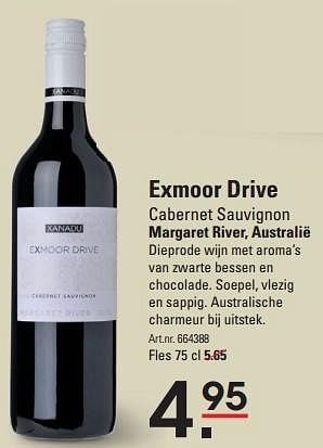 Aanbiedingen Exmoor drive cabernet sauvignon - Rode wijnen - Geldig van 08/10/2015 tot 26/10/2015 bij Sligro